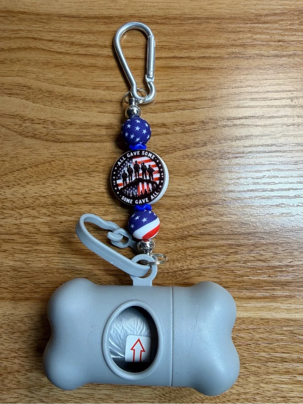 Patriotic Dog Bone Waste Bag Holder with Keychain